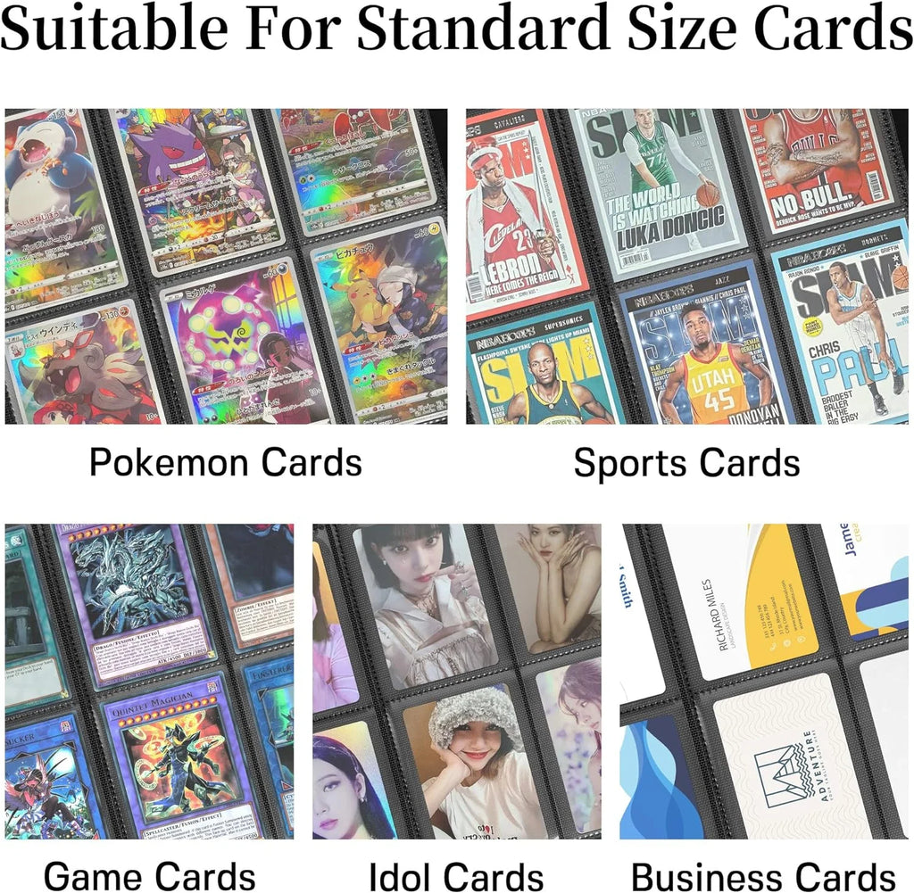 Trading Cards Binder,9 Pockets Trading Card Binder Sleeves , 360 Side Trading Card Holder Carrying Card Case Fit for Baseball Cards, Trading Cards, Football Cards(White)
