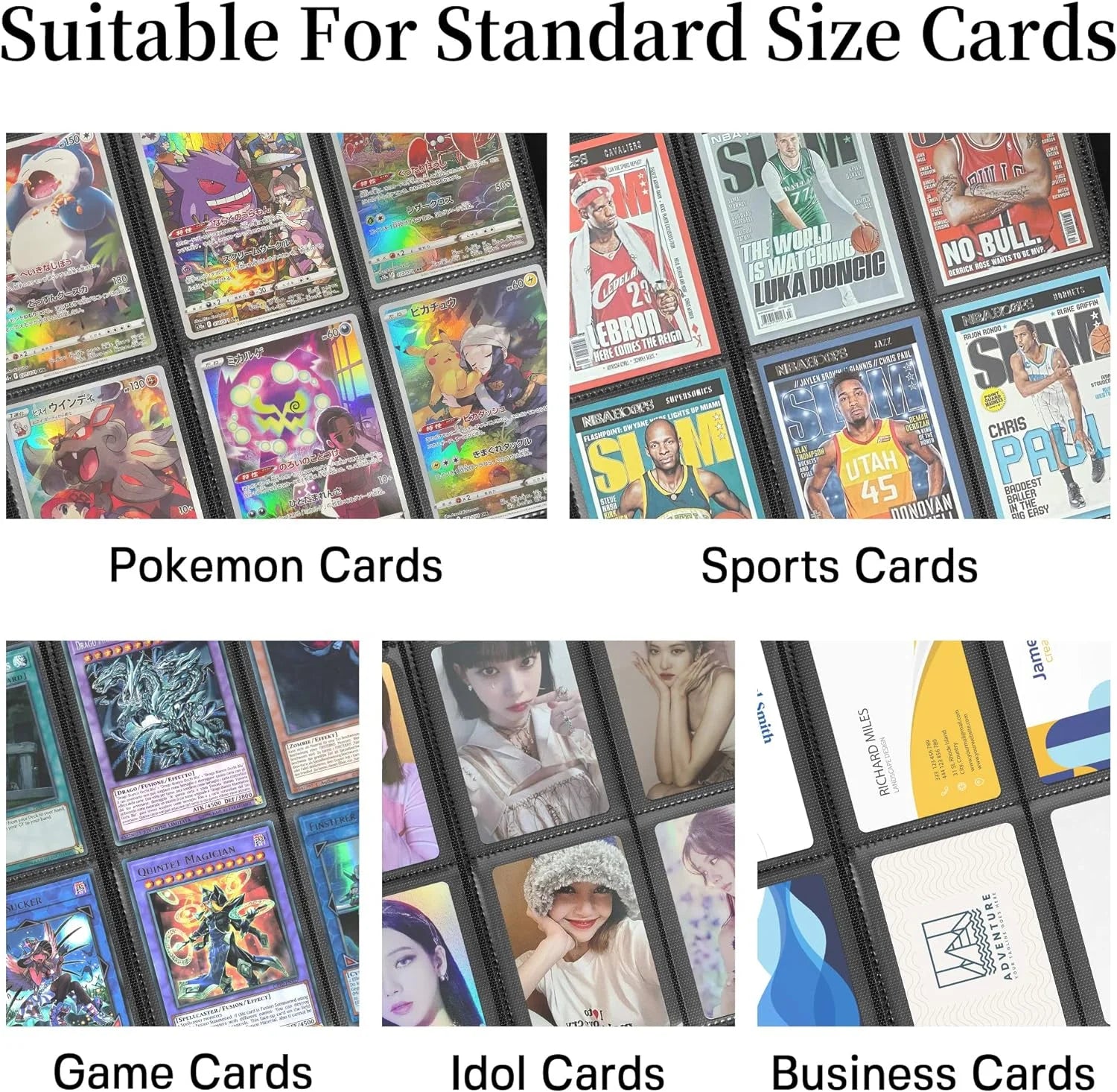 Trading Cards Binder,9 Pockets Trading Card Binder Sleeves , 360 Side Trading Card Holder Carrying Card Case Fit for Baseball Cards, Trading Cards, Football Cards(White)