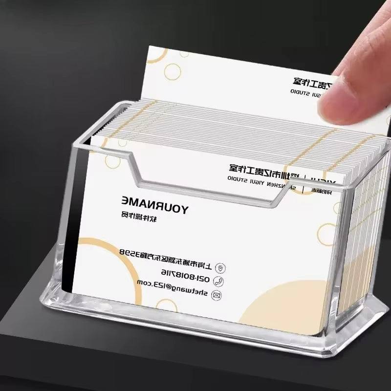 1Pcs Clear Desk Shelf Box Storage Display Stand Acrylic Plastic Transparent Desktop Bussiness Card Holder Place Card Holder