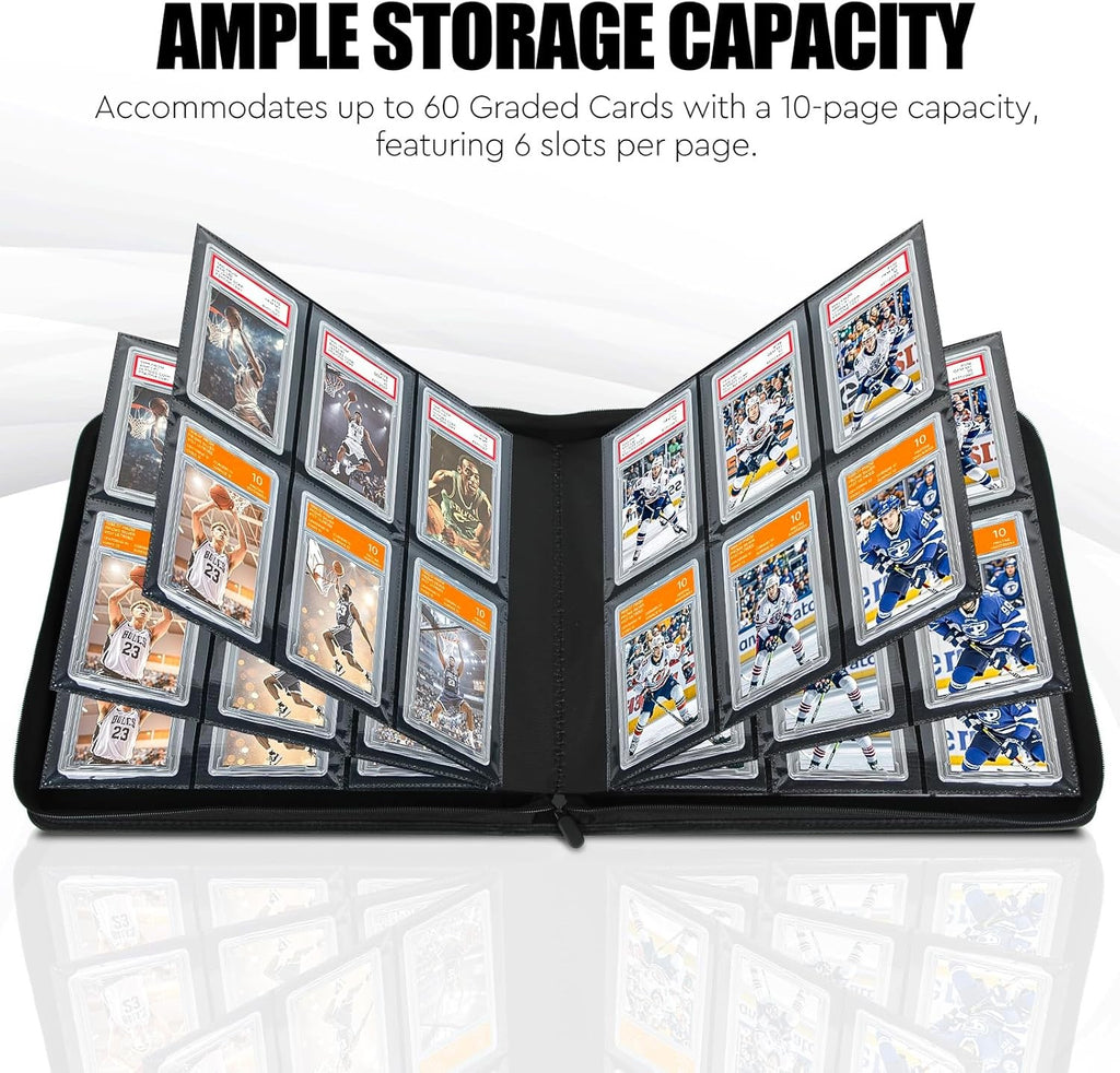 Graded Card Binder for 60 PSA Slabs 6 Slot Card Storage Booklet for CGC/PCG New
