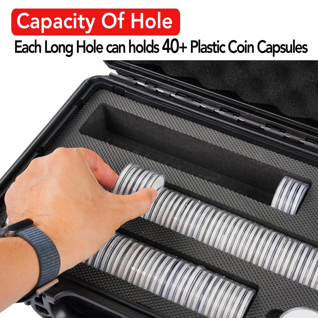 Coin Storage Box W 129 Clear Plastic Coin Capsules W Adjustable Gasket