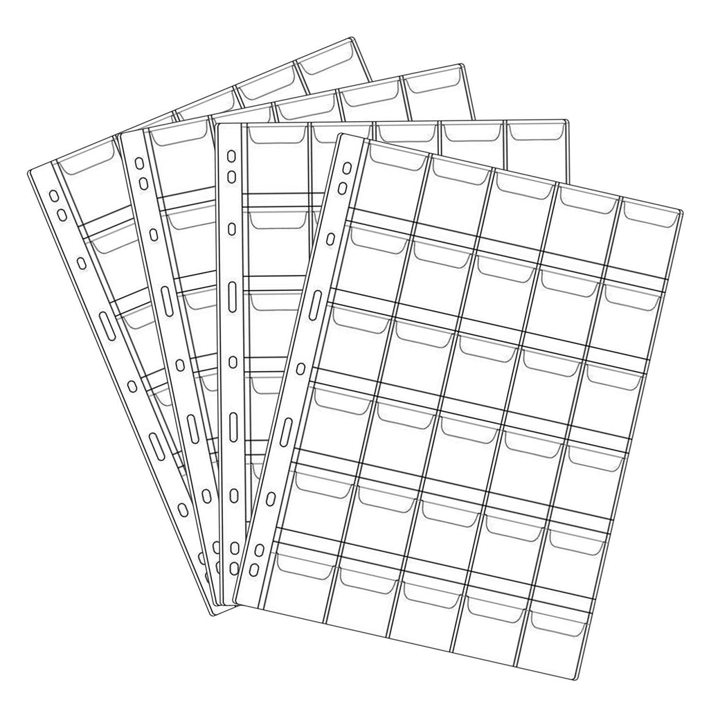 30 Pocket Coin Pages, 10 Sheets Plastic Coin Holders Stamp Collector Supplies