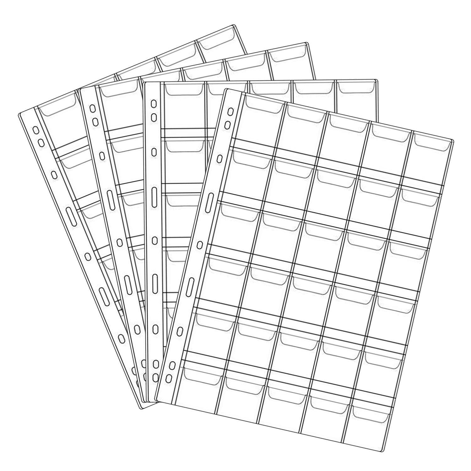 30 Pocket Coin Pages, 10 Sheets Plastic Coin Holders Stamp Collector Supplies