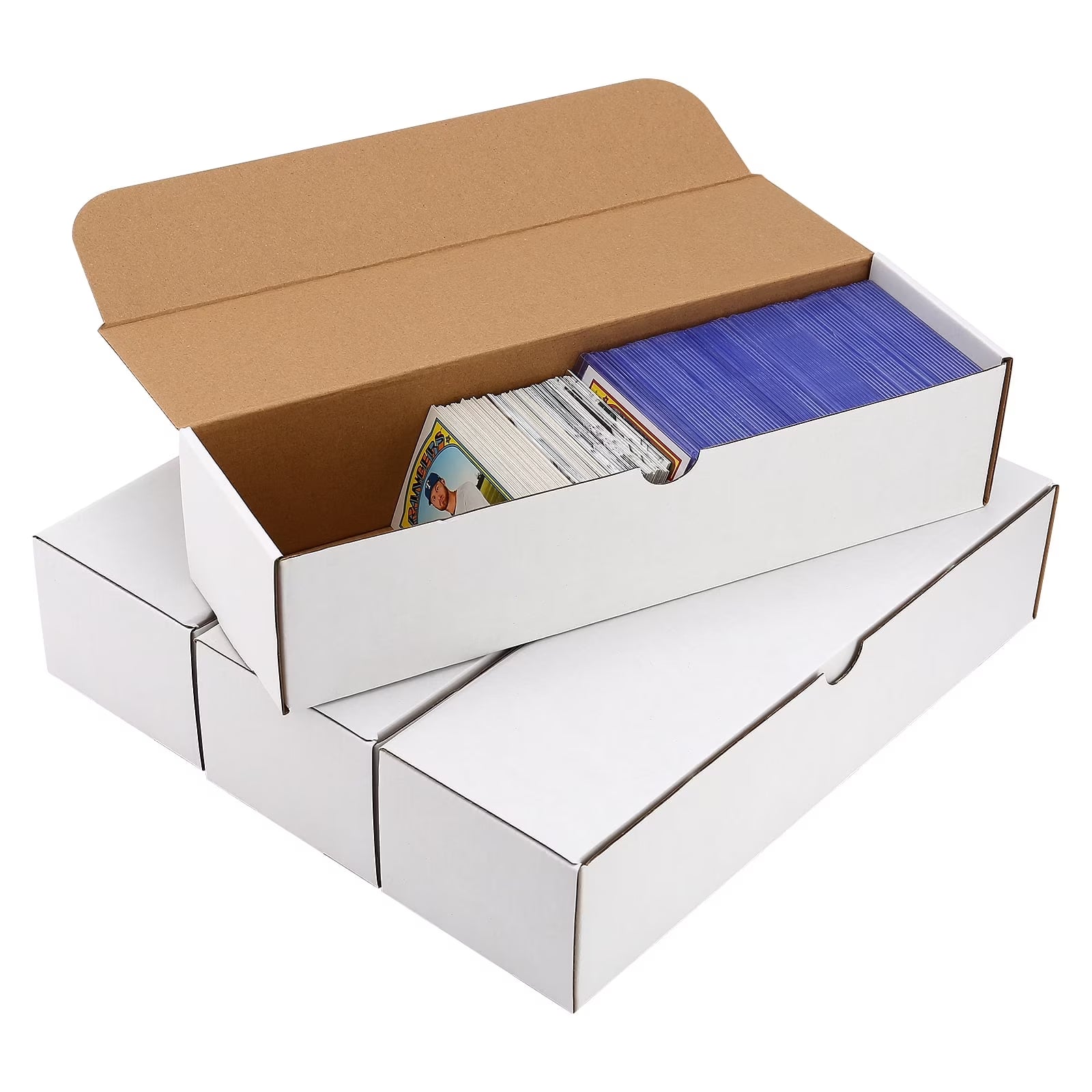 Cardboard Boxes for Trading Cards,Baseball,Football,Basketball,Hockey, Sportscards,Trading Card Storage Box for Toploader Full Lid-Corrugated Cardboard Storage Boxes(4-Pack, White)