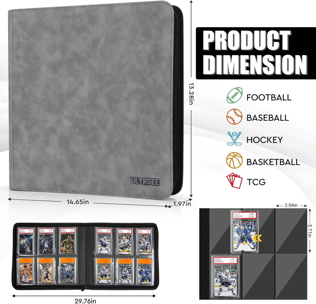 Graded Card Binder for 60 PSA Slabs 6 Slot Card Storage Booklet for CGC/PCG New