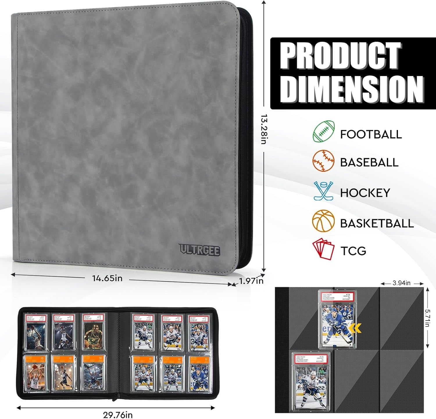 Graded Card Binder for 60 PSA Slabs 6 Slot Card Storage Booklet for CGC/PCG New