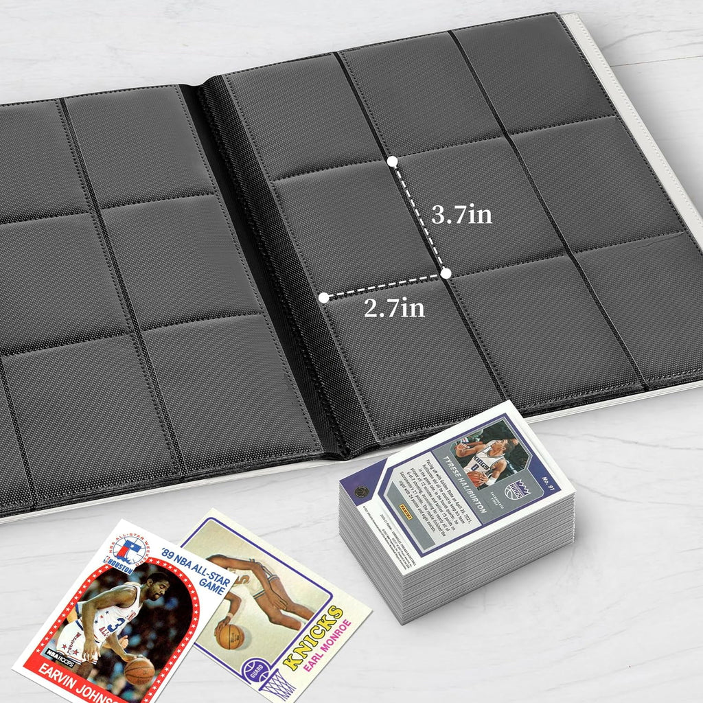 Trading Cards Binder,9 Pockets Trading Card Binder Sleeves , 360 Side Trading Card Holder Carrying Card Case Fit for Baseball Cards, Trading Cards, Football Cards(White)
