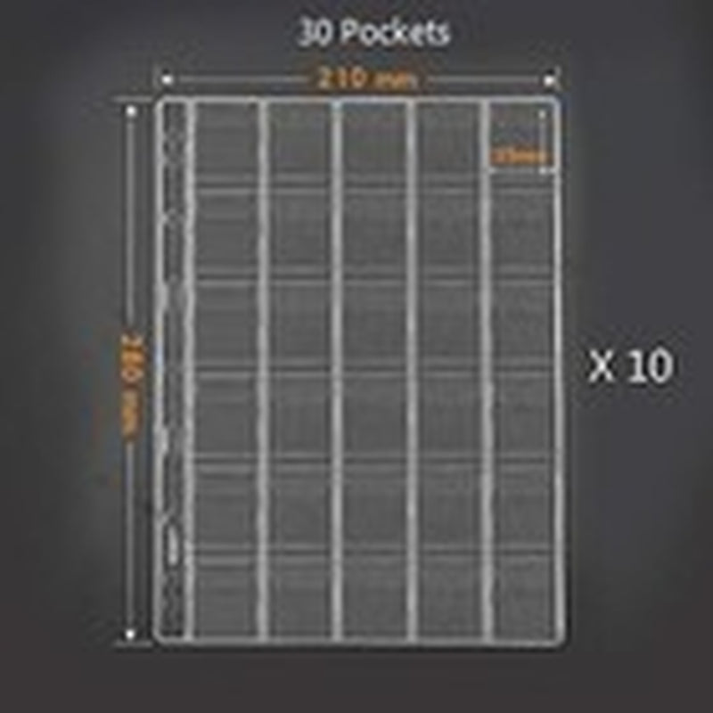 30 Pocket Coin Pages, 10 Sheets Plastic Coin Holders Stamp Collector Supplies