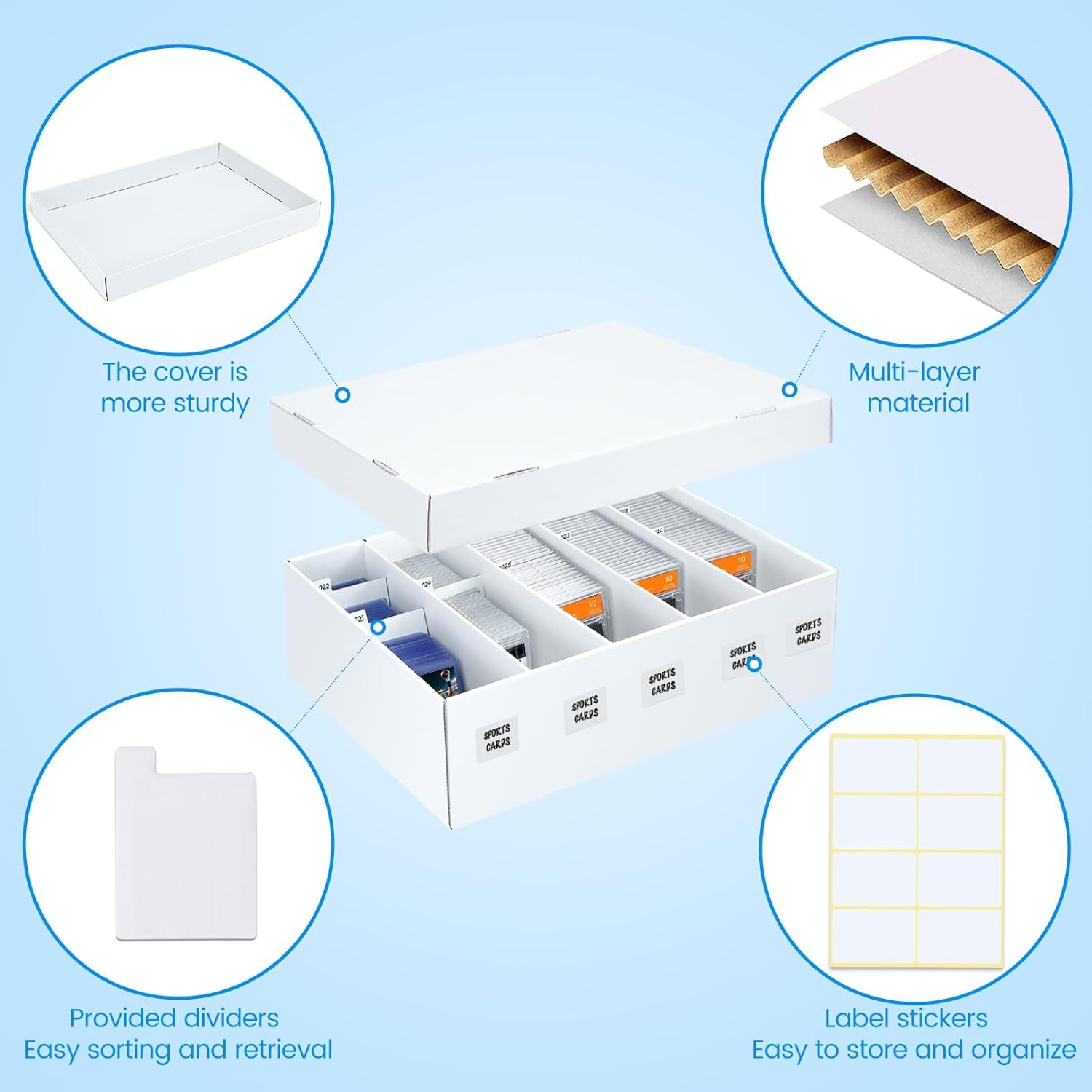 1 Pack Trading Card Storage Box,5 Rows Graded Card Case Holds 220 PSA Slab Cards