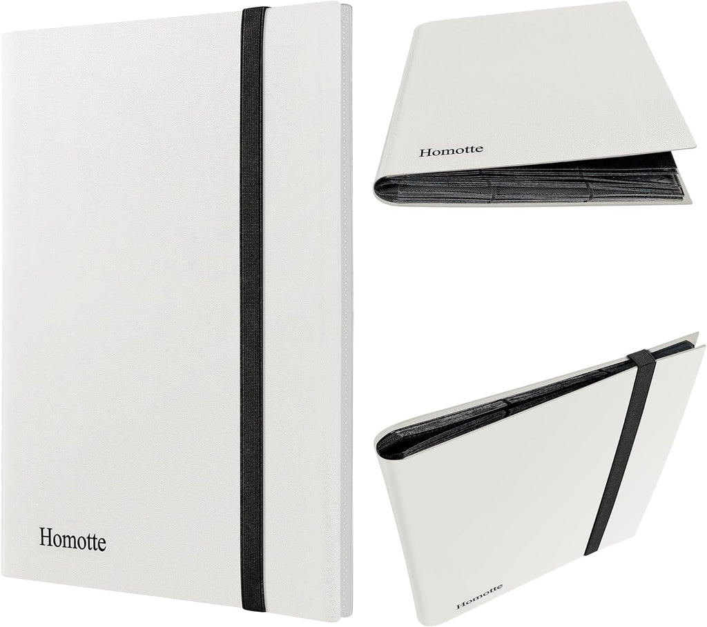 Trading Cards Binder,9 Pockets Trading Card Binder Sleeves , 360 Side Trading Card Holder Carrying Card Case Fit for Baseball Cards, Trading Cards, Football Cards(White)