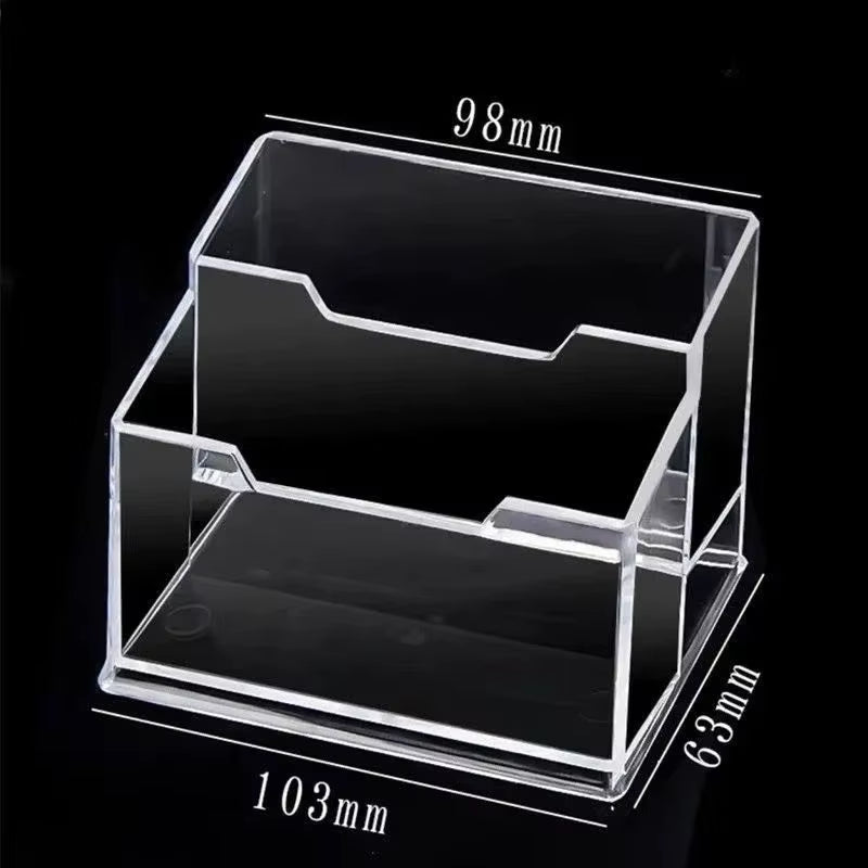 1Pcs Clear Desk Shelf Box Storage Display Stand Acrylic Plastic Transparent Desktop Bussiness Card Holder Place Card Holder